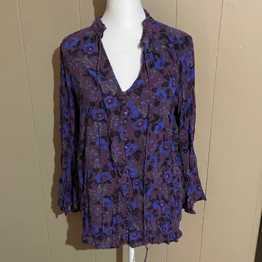 Free People Floral Purple Women's Top
